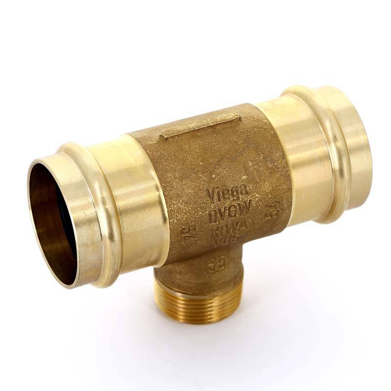 Тройник пресс с наружной резьбой Viega Sanpress 54х1 1/4х54 бронза 310936