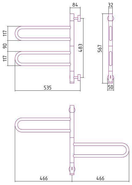 Полотенцесушитель электрический Сунержа Парео 4.0 535x567 мм без покрытия 00-0823-0567