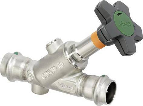 Вентиль наклонный Viega Easytop Sanpress Inox с дренажом 54 мм пресс 757915