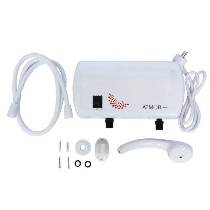 Водонагреватель электрический проточный Ariston Atmor Basic 5 кВт душевая лейка и кран 3520066