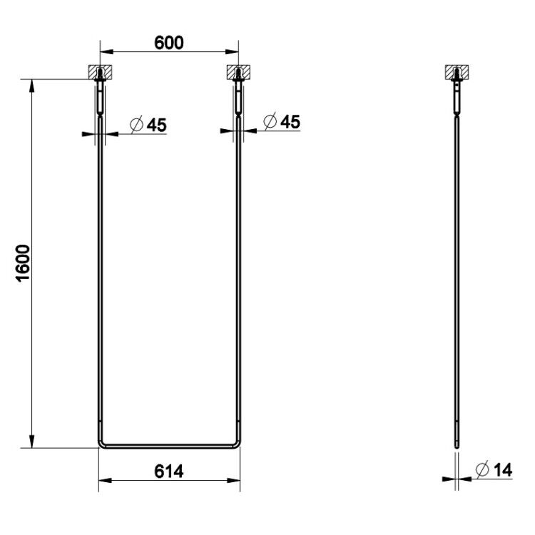 Полотенцедержатель Gessi Goccia потолочный 614x1600 мм хром 38143031