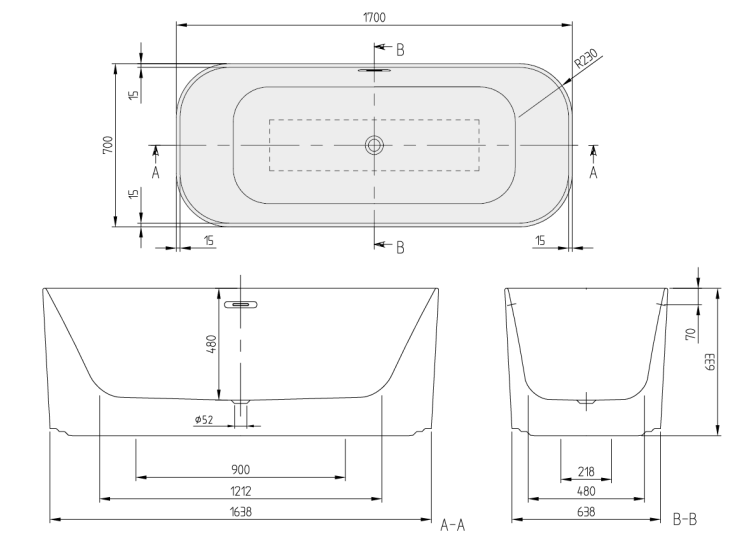 Ванна отдельностоящая Villeroy & Boch Finion 1700x700x480 мм Quaryl камень белый/золото UBQ177FIN7N300V1RW