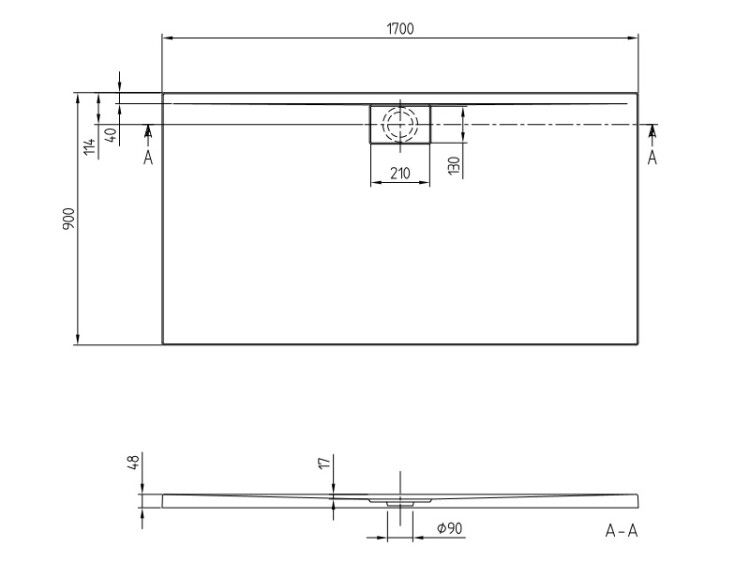 Душевой поддон Villeroy & Boch Architectura 1700x900 мм белый UDA1790ARA248V01