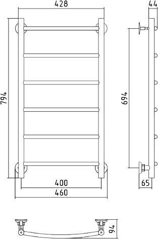 Полотенцесушитель водяной Стилье Версия-Н2 46x79.4 см без покрытия 00622-8040