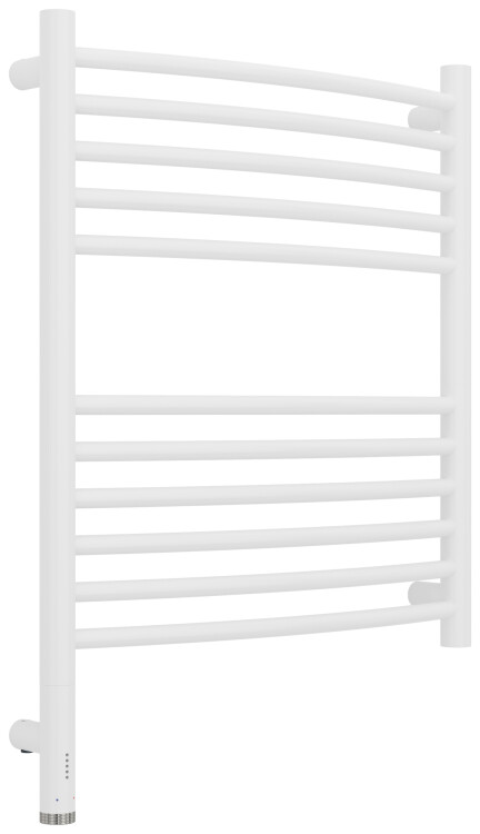Полотенцесушитель электрический Сунержа Богема 3.1 выгнутая 600x500 мм МЭМ нижнее слева белый матовый 30-6002-6050