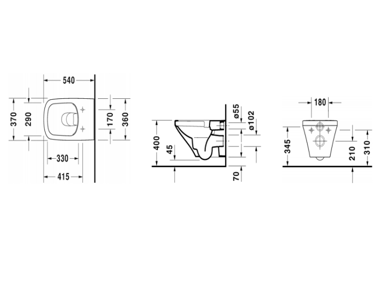 Унитаз подвесной Duravit DuraStyle 370x540x355 мм с сиденьем WonderGliss белый 45510900A1