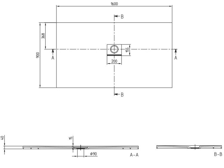 Душевой поддон Villeroy & Boch Squaro Infinity 1600x900x40 мм цвет Stone White UDQ1690SQI2VRW