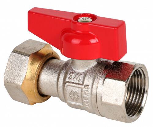 Кран шаровой Högert Premium прямой 3/4 ВВ PN 25 бабочка с накидной гайкой BV53005