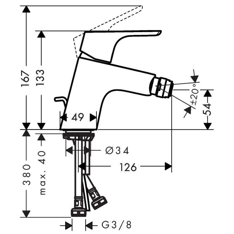 Смеситель для биде Hansgrohe Focus однорычажный с донным клапаном хром 31920000