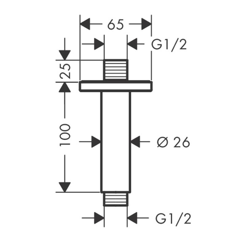 Держатель верхнего душа Hansgrohe Vernis Shape 100 мм потолочный хром 26406000