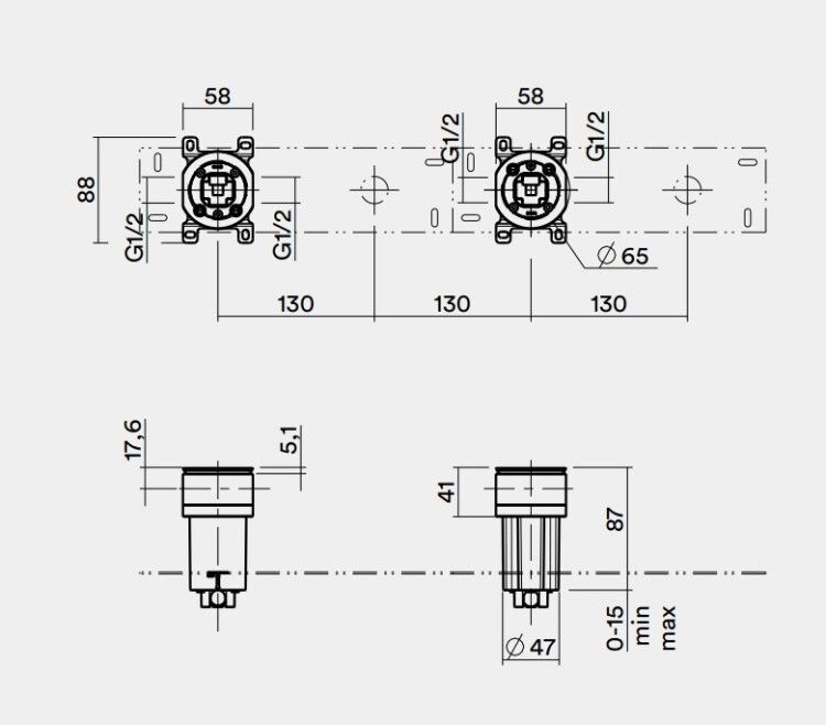 Внутренняя часть Quadro design FixKit для смесителя для раковины 1/2 IN0101AS