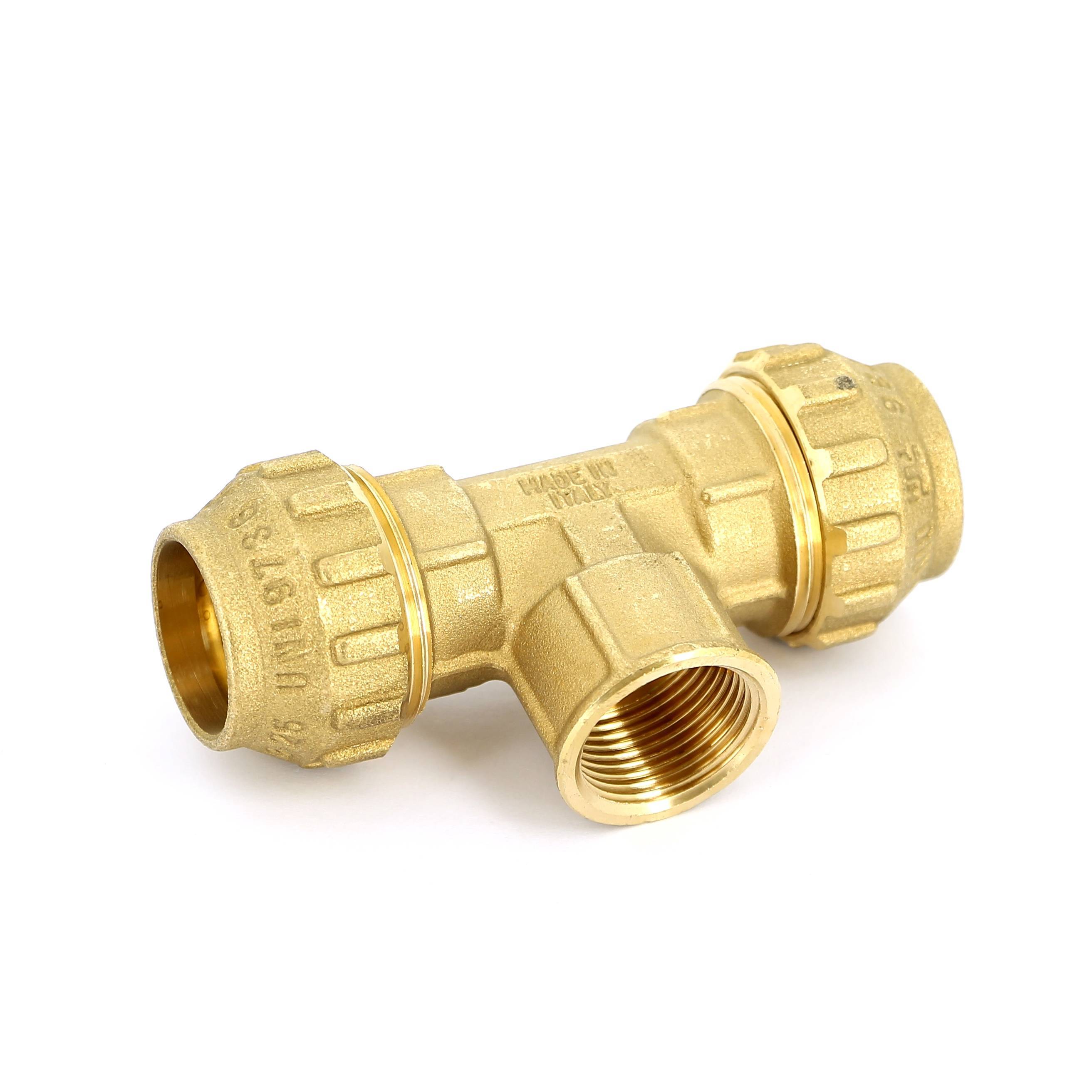 Тройник обжимной с внутренней резьбой Tiemme 25х3/4х25 для ПНД 3400030