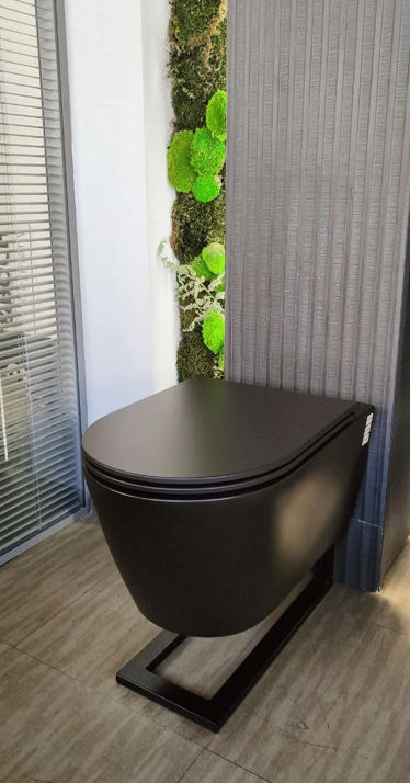 Унитаз, Alice, Hide, подвесной, шгв 370-570-345, Aliglaze , с сиденьем, с набором для крепления, цвет-черный матовый