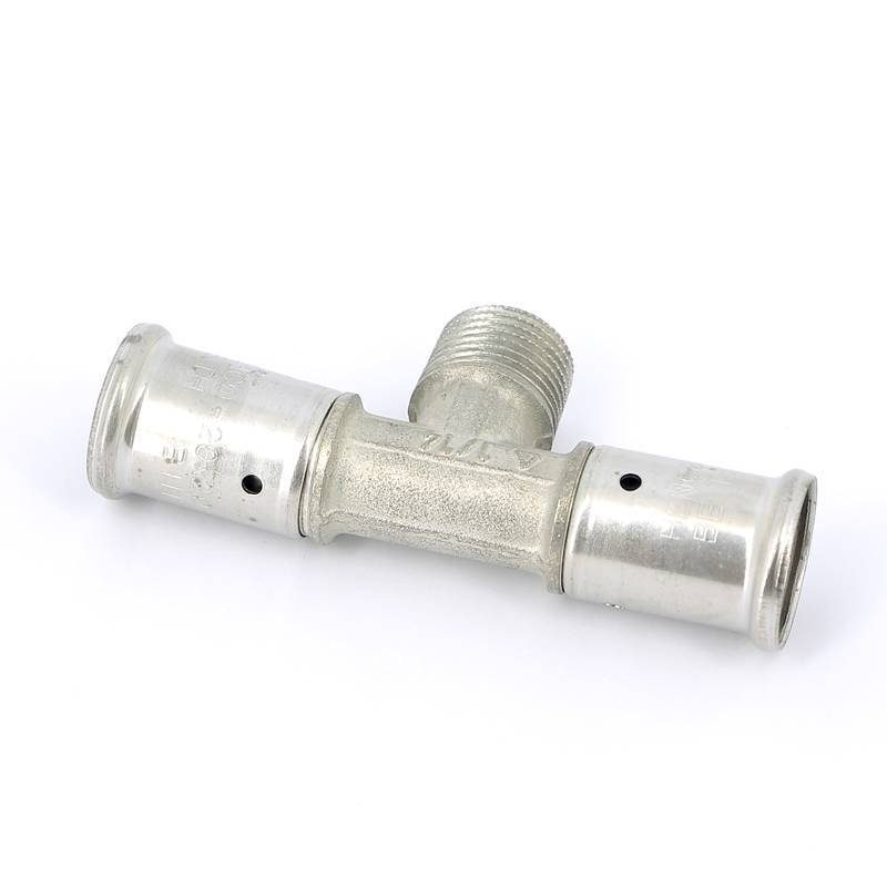 Тройник пресс латунный HENCO с наружной резьбой 20x1/2x20 14P-200420