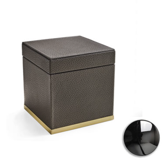 Контейнер настольный 3SC Milano 140х140х140 мм коричневая кожа/черный никель ML48ACF
