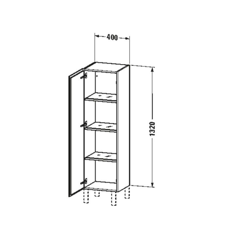 Шкаф-пенал Duravit L-Cube 400x363x1320 мм подвесной петли слева графит матовый LC1178L4949