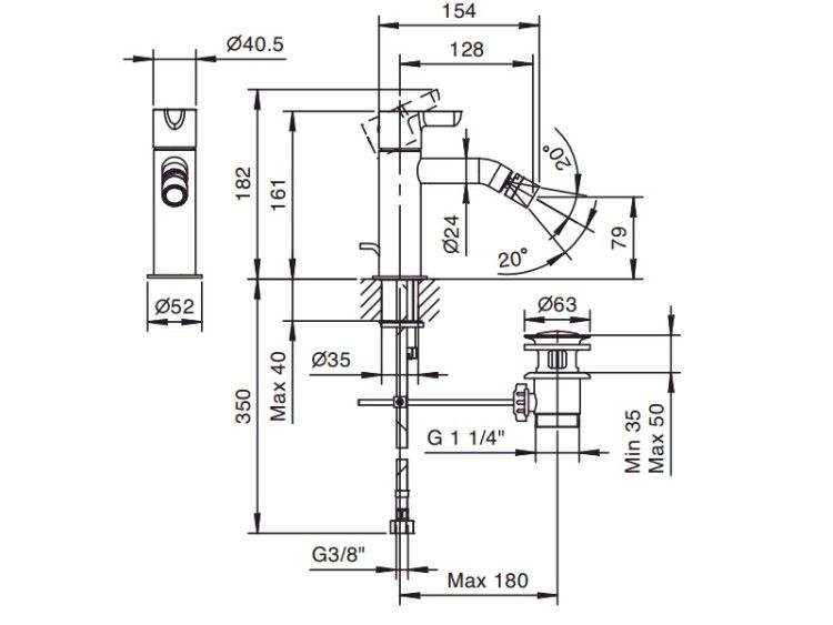 Смеситель для биде Fantini Icona Classic хром 5302R408F