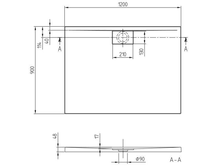 Душевой поддон Villeroy & Boch Architectura Metalrim 1200x900x48 мм белый UDA1290ARA248V01
