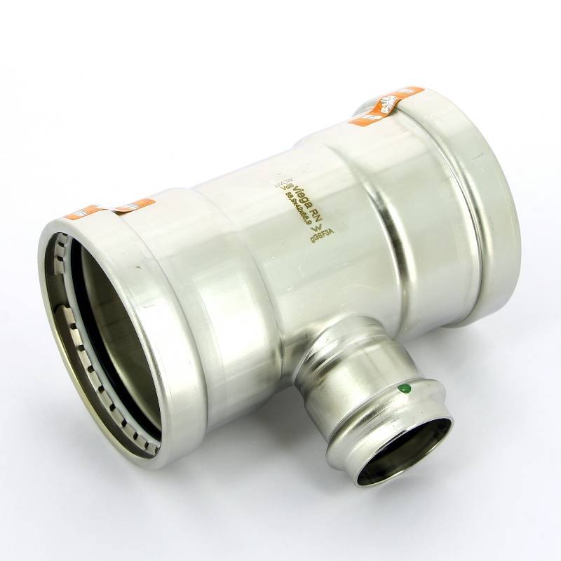 Тройник пресс нержавеющая сталь Viega Sanpress Inox XL 88.9х42х88.9 мм 483074