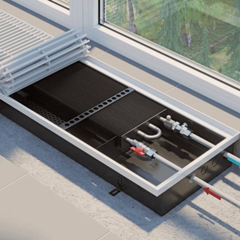 Конвектор внутрипольный Vitron ВКВ с вентилятором 90x360x3500 мм 4-трубный 24В ВКВ.90.360.3500.4ТГ.24