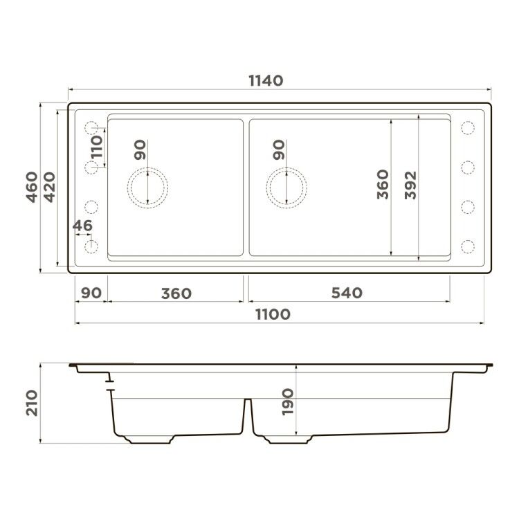 Мойка для кухни OMOIKIRI Sintesi Pro 114-2-U/I 1100x460 мм двойная мокко 4997450