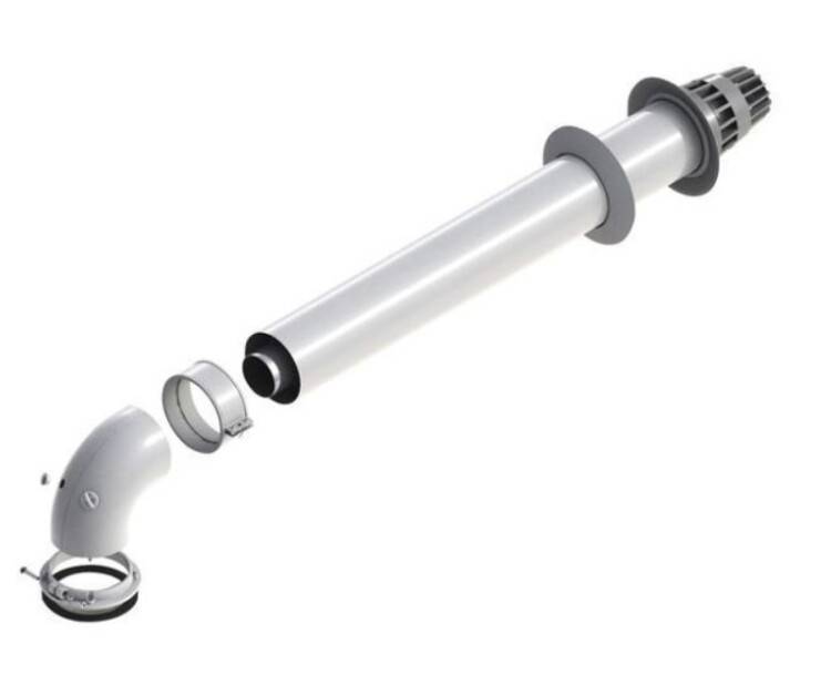 Оконечный участок коаксиального дымохода горизонтальный De Dietrich 60/100 мм 800 мм DY908