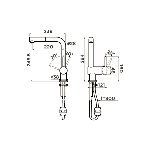 Смеситель для кухни Omoikiri Tanigawa S-BN нержавеющая сталь 4994241