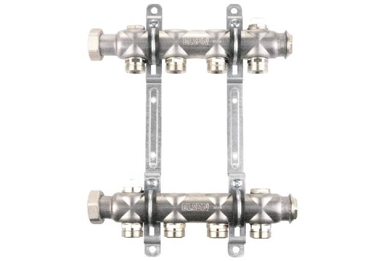 Коллекторная группа HOGEMI 1 x 3/4 EK 10 контуров нержавеющая сталь без вентилей HOGEMi0110