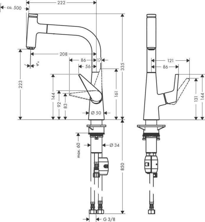 Смеситель для кухни Hansgrohe Talis Select M51 цвет сталь 72822800