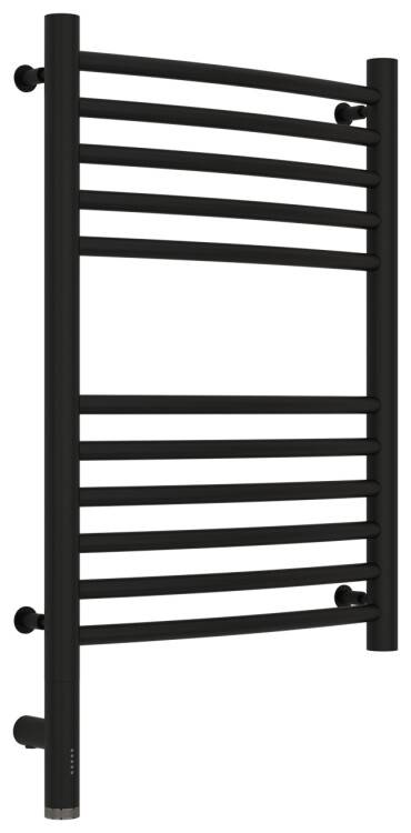 Полотенцесушитель электрический Сунержа Богема 3.0 выгнутая 600x400 мм МЭМ нижнее слева черный матовый 3158026040