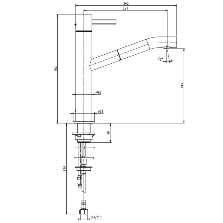 Смеситель для раковины Fantini AF/21 Fukasawa с поворотным изливом, хром 2702A753F