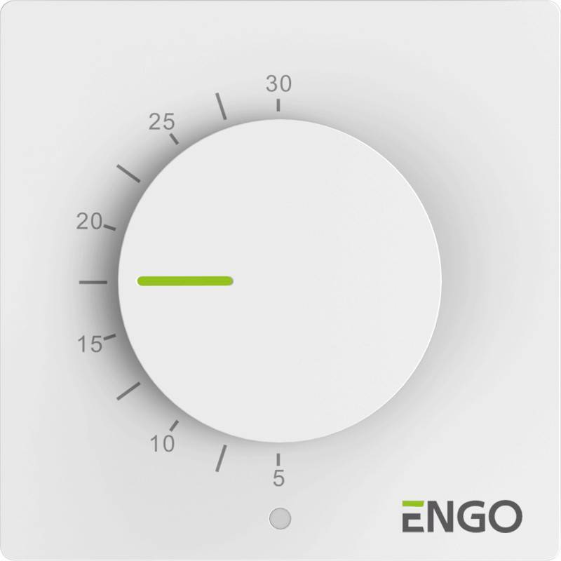 Термостат ENGO Controls Simple комнатный механический накладной белый ESIMPLE-230W