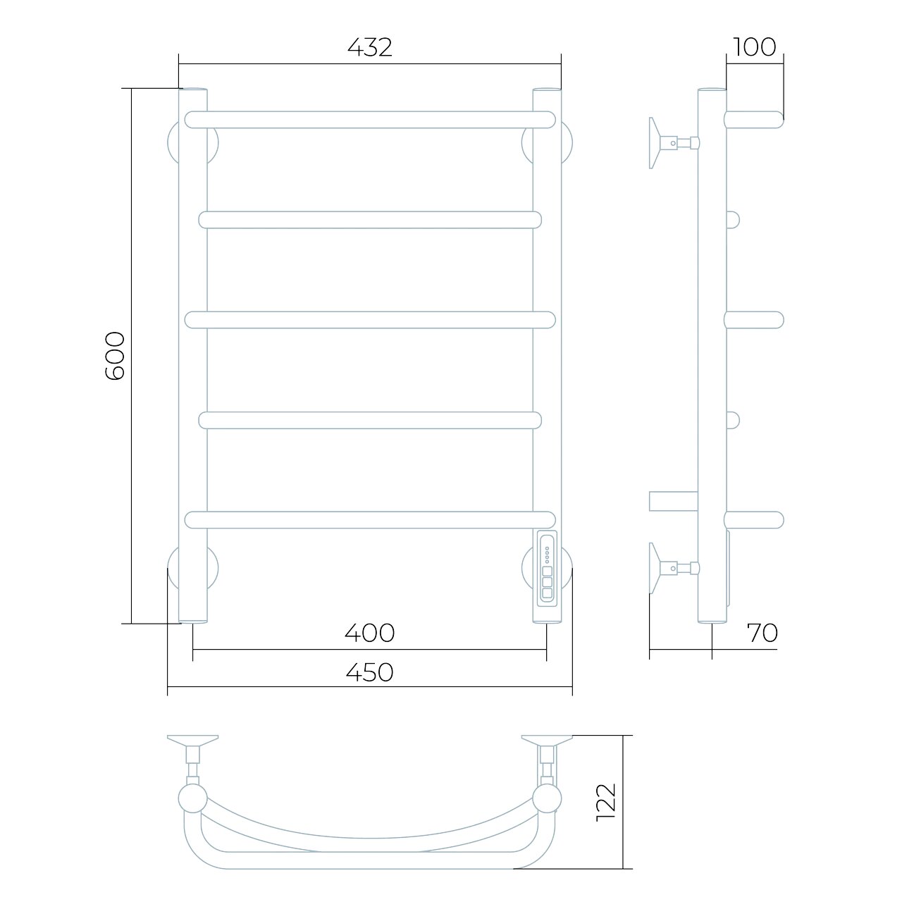Полотенцесушитель электрический Larusso Евромикс КС П5 400x600 мм белый RAL 9016 8514