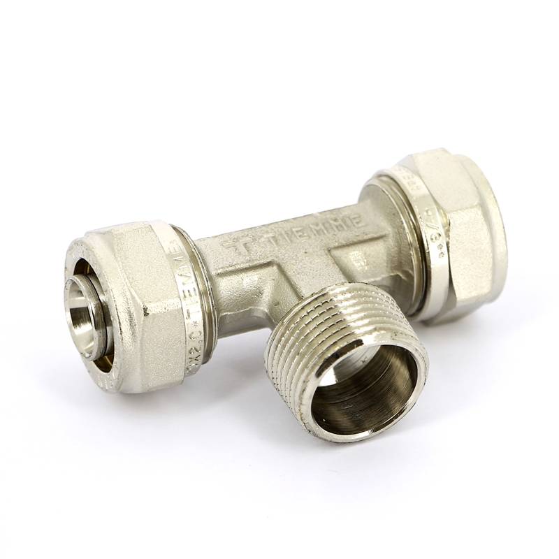 Тройник обжимной Tiemme никелированный 20x1/2x20 наружная резьба 1600058