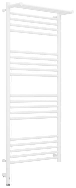 Полотенцесушитель электрический Сунержа Богема 3.0 с 1 полкой 500x1200 мм МЭМ нижнее слева белый матовый 3058061250