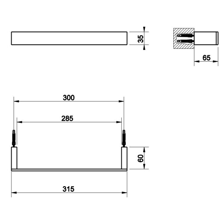 Полотенцедержатель Gessi Rettangolo 315 мм цвет Black Metal Brushed PVD 20897707