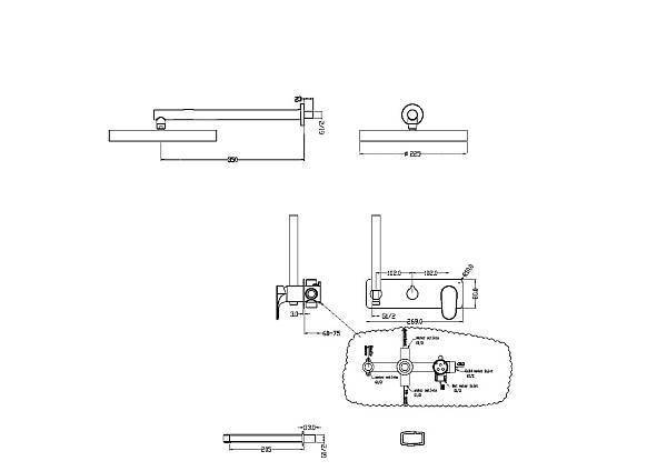 Душевой комплект встраиваемый Boheme Spectre верхний душ 22.5 см бронза 454-2-BR