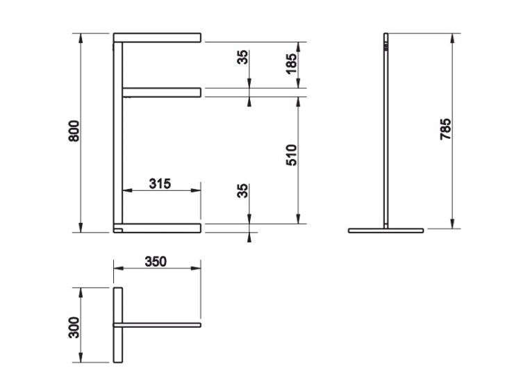 Полотенцедержатель напольный Gessi Rettangolo 350x300x800 мм хром 20939031