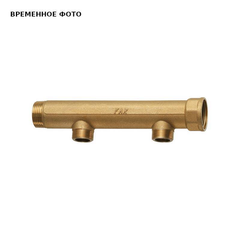 Коллектор FAR Dn40 на 2 отвода Dn25 латунь DZR FK 3616 1121