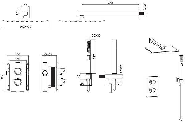 Душевой комплект Allen Brau Infinity черный матовый 5.21016-31