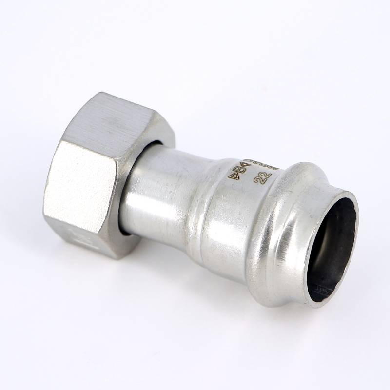 Муфта В-пресс IBP >B< Press Inox с накидной гайкой 22 мм x 3/4 нержавеющая сталь PS4355 0220600