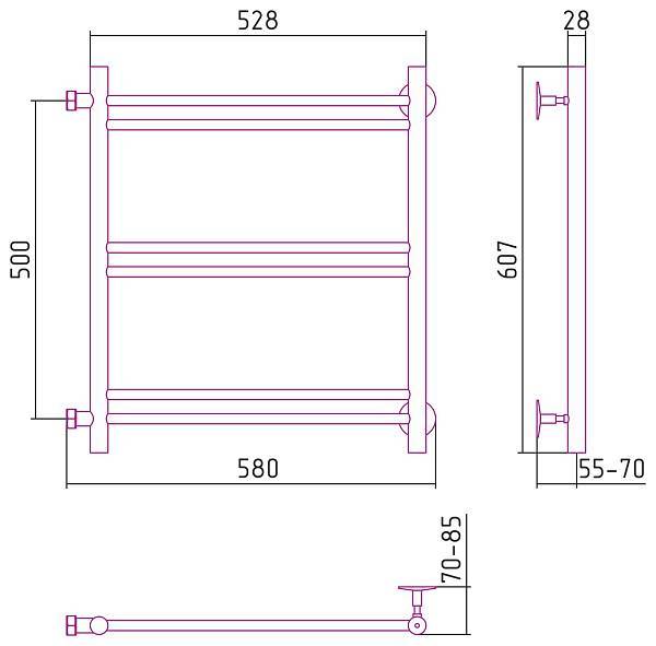 Полотенцесушитель водяной Стилье Версия-Б1 50x50 см черный 17611-5050