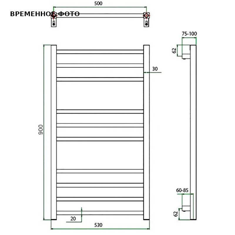 Полотенцесушитель водяной Grota ESTRO 530х900 мм хром GWES11