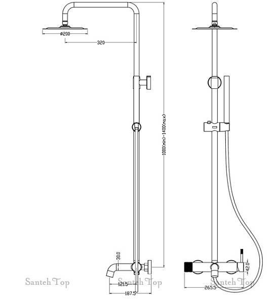 Душевая стойка Boheme Uno с верхним душем черный матовый 468-B