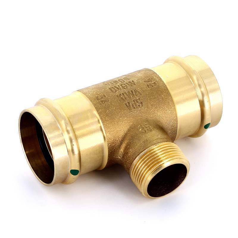 Тройник пресс с наружной резьбой Viega Sanpress 54х1 1/4х54 бронза 310936