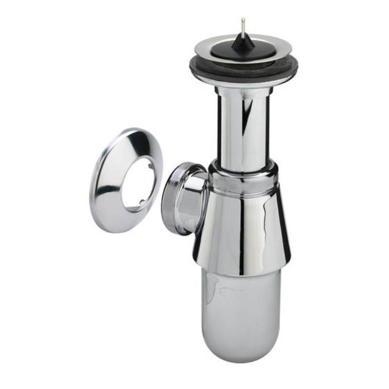 Сифон бутылочный Viega 1 1/4 x 32 мм без отвода с пробкой и розеткой хром 102555