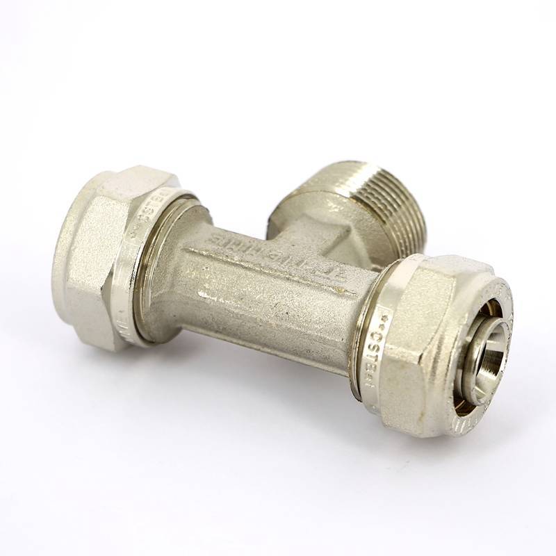 Тройник обжимной Tiemme никелированный 20x1/2x20 наружная резьба 1600058