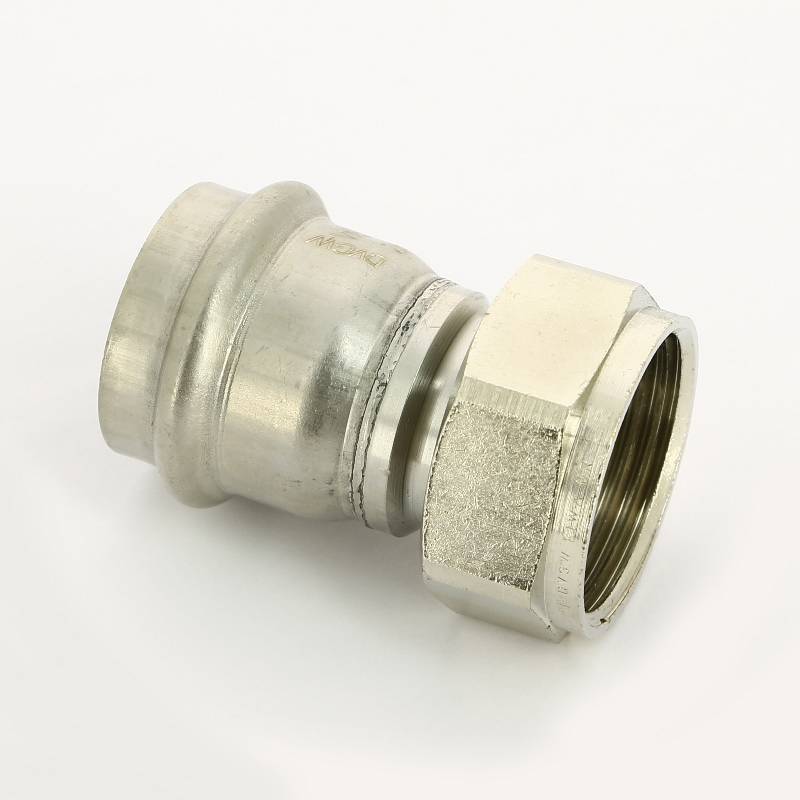 Муфта-вставка пресс с накидной гайкой Viega Sanpress Inox 18х3/4 ВР нержавеющая сталь 438197