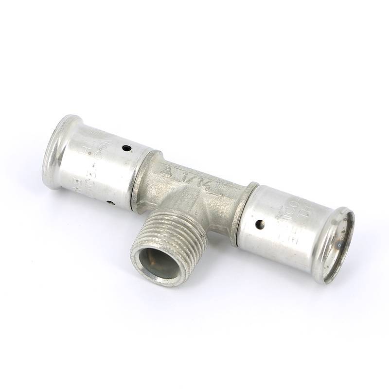 Тройник пресс латунный HENCO с наружной резьбой 20x1/2x20 14P-200420