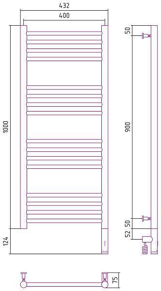 Полотенцесушитель электрический Сунержа Богема 3.0 400x1000 мм правый состаренная латунь 051-5805-1040